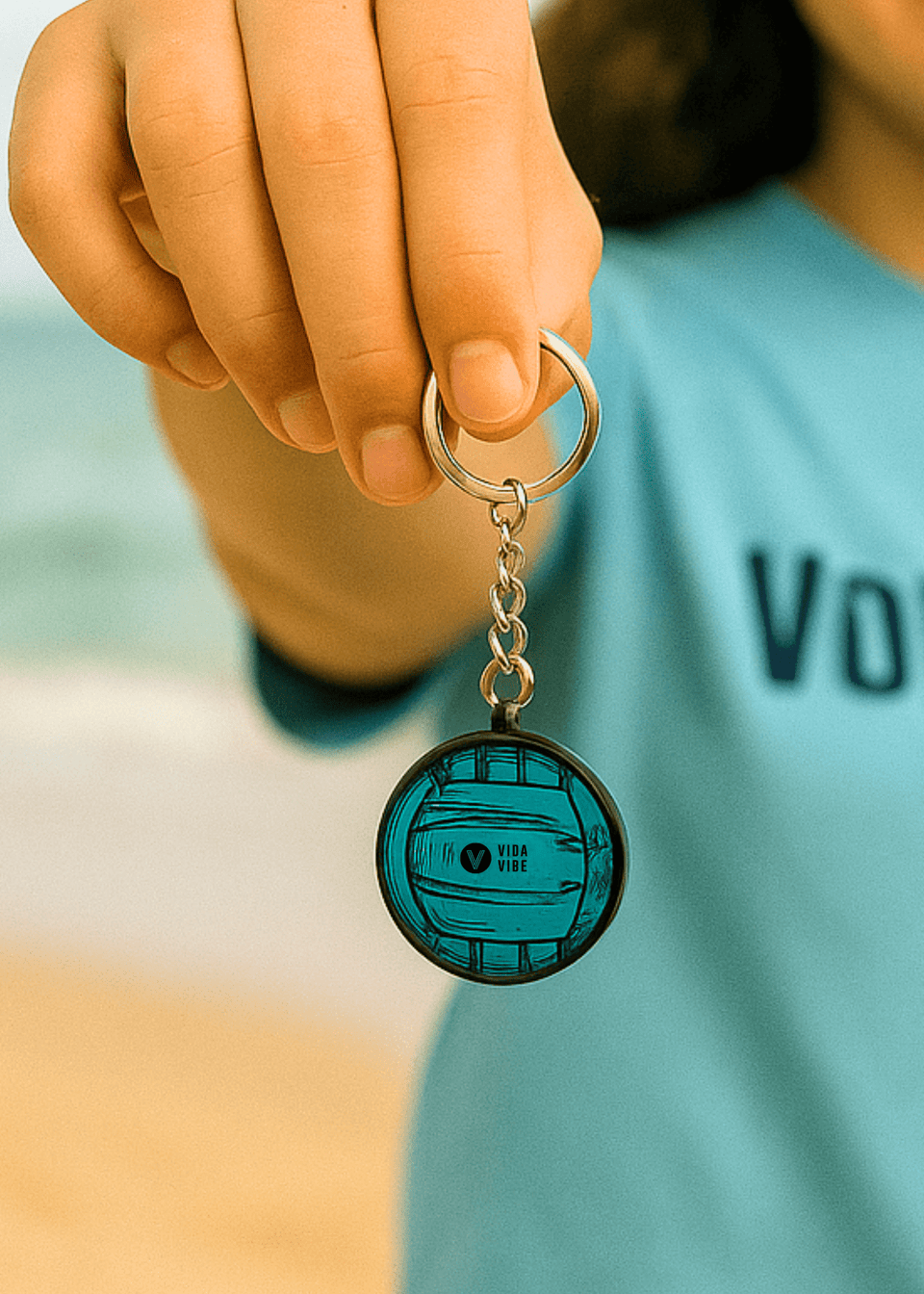 Blue Volleyball Keychain